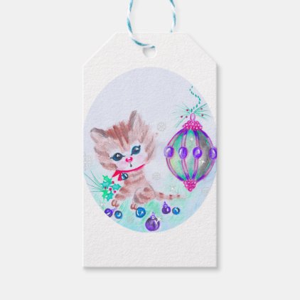 Retro Christmas Kitty Gift Tags