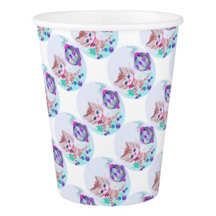 Retro Christmas Kitty Paper Cup