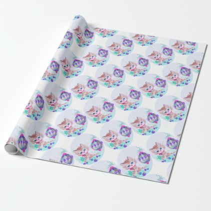 Retro Christmas Kitty Wrapping Paper
