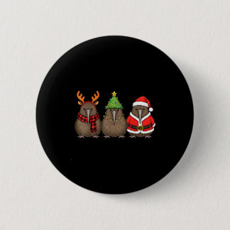 Retro Christmas Kiwi Bird Santa Reindeer Button