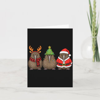 Retro Christmas Kiwi Bird Santa Reindeer Card