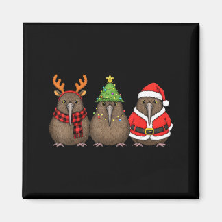 Retro Christmas Kiwi Bird Santa Reindeer Magnet