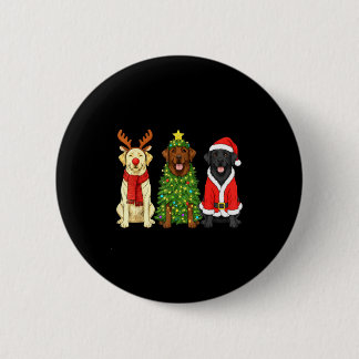 Retro Christmas Labrador Retriever Santa Reindeer Button