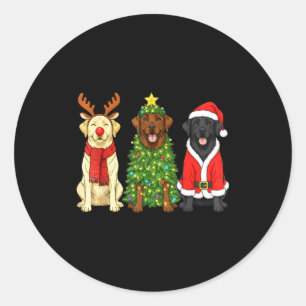 Retro Christmas Labrador Retriever Santa Reindeer  Classic Round Sticker