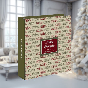Retro Christmas lettering red green ring binder