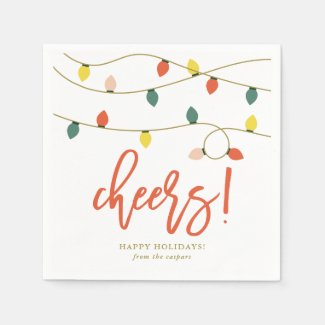 Retro Christmas Lights Holiday Paper Napkins
