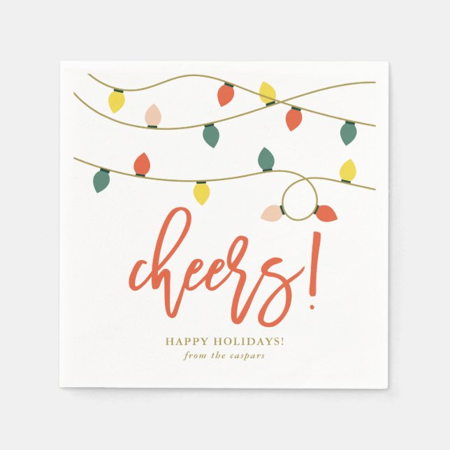 Retro Christmas Lights Holiday Paper Napkins (Front)