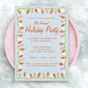 Retro Christmas Lights Holiday Party Invitation
