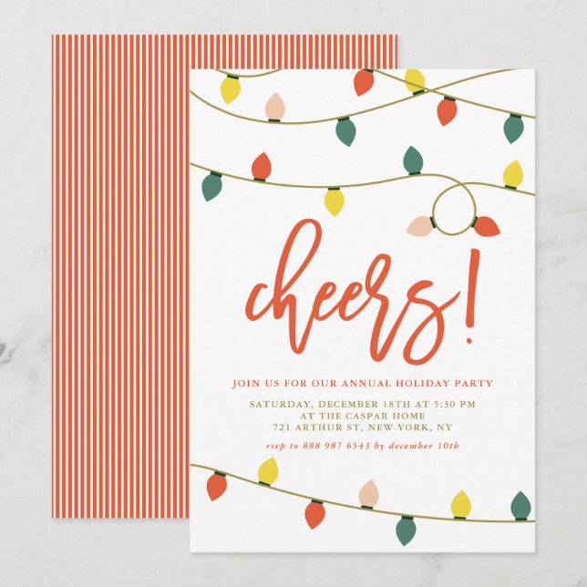 Retro Christmas Lights Holiday Party Invitation (Front/Back)