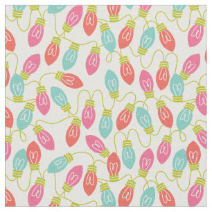 Retro Christmas Lights Patterned Fabric