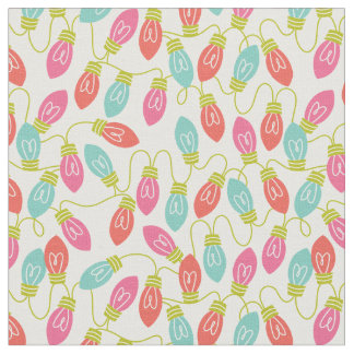 Retro Christmas Lights Patterned Fabric