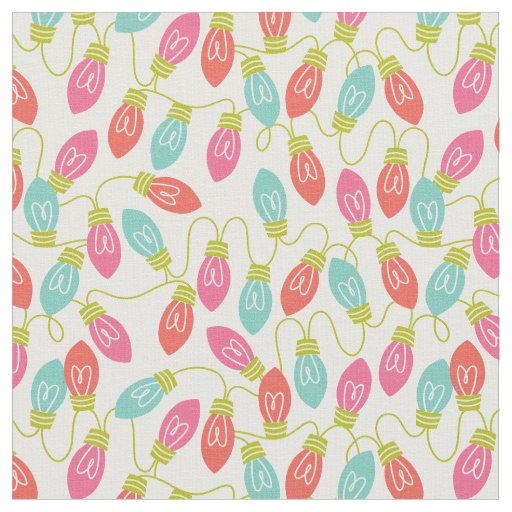 Retro Christmas Lights Patterned Fabric