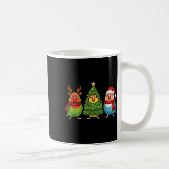 Retro Christmas Lovebird Parrot Santa Reindeer  Coffee Mug (Right)