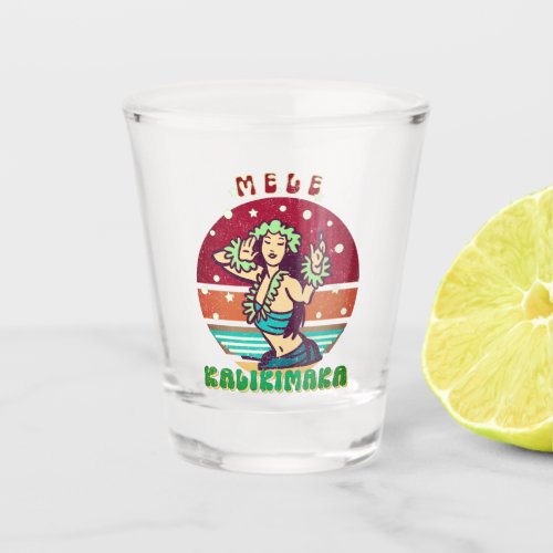 Retro Christmas Mele Kalikimaka Hula Dancer Shot Glass