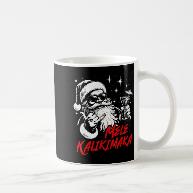 Retro Christmas Mele Kalikimaka Santa Shaka Hawaii Coffee Mug (Right)