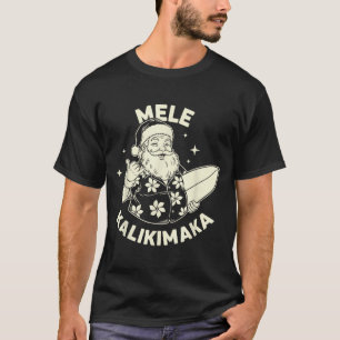 Retro Christmas Mele Kalikimaka Santa Shaka Hawaii T-Shirt
