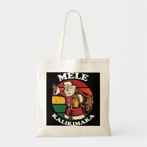 Retro Christmas Mele Kalikimaka Santa Shaka Hawaii Tote Bag