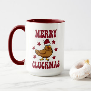 Retro Christmas Merry Cluckmas Funny Chicken Mug