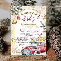 Retro Christmas Merry Little Baby Shower Invitation