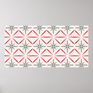 Retro Christmas mid century seamless pattern in vi Poster