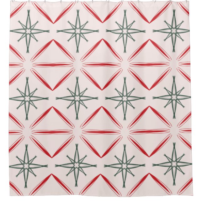 Retro Christmas mid century seamless pattern in vi Shower Curtain (Front)