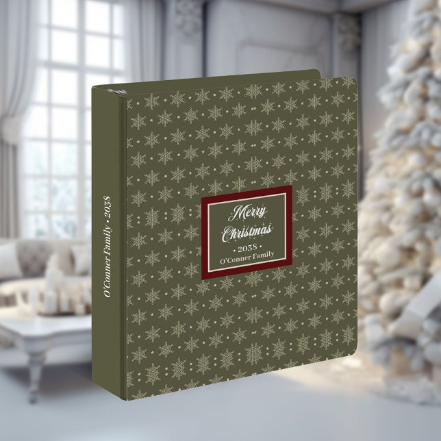 Retro Christmas minimalist muted green ring binder (Retro Christmas minimalist muted green ring binder)