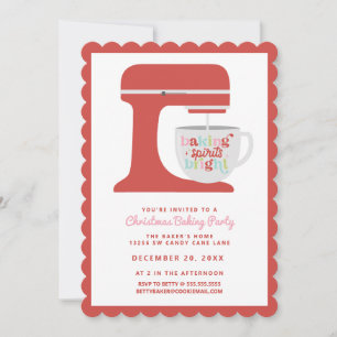 Retro Christmas Mixer Baking Party Invitation