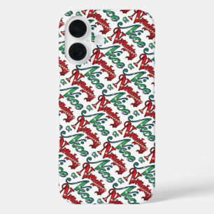 Retro Christmas, Naughty or Nice Red Green Letters iPhone 16 Case