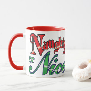 Retro Christmas, Naughty or Nice Red Green Letters Mug