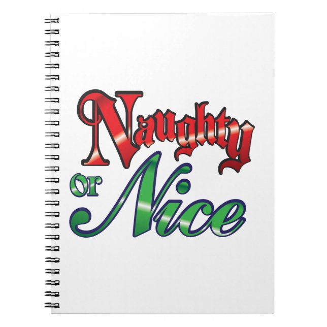 Retro Christmas, Naughty or Nice Red Green Letters Notebook (Front)