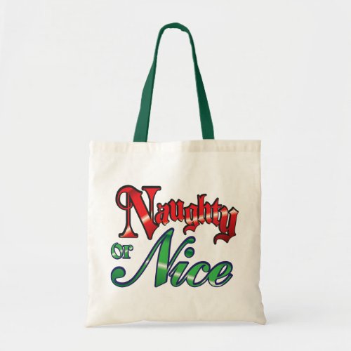 Retro Christmas Naughty or Nice Red Green Letters Tote Bag