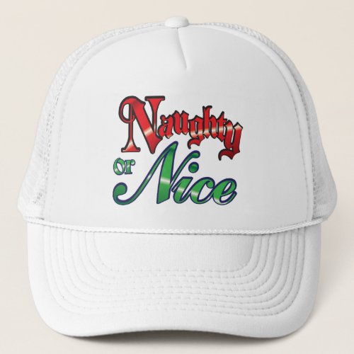 Retro Christmas Naughty or Nice Red Green Letters Trucker Hat