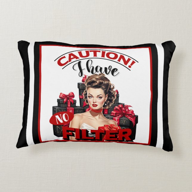 Retro Christmas No Filter Pinup Accent Pillow (Back)