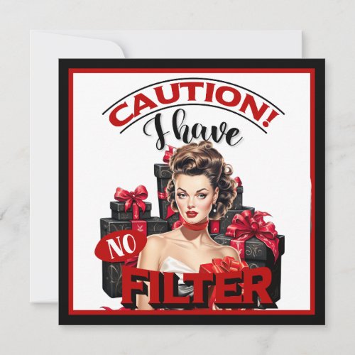 Retro Christmas No Filter Pinup Holiday Card