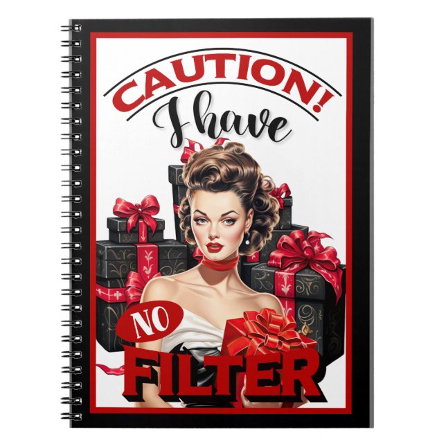 Retro Christmas No Filter Pinup Notebook (Front)