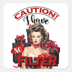 Retro Christmas No Filter Pinup Square Sticker