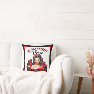 Retro Christmas No Filter Pinup Throw Pillow