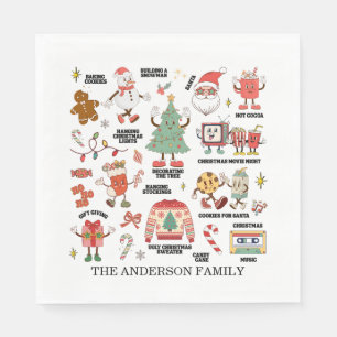 Retro Christmas Nostalgic Green And Red Napkins