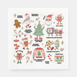 Retro Christmas Nostalgic Green And Red Napkins
