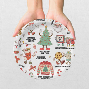 Retro Christmas Nostalgic Green And Red Paper Plates
