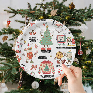 Retro Christmas Nostalgic Green And Red Paper Plates