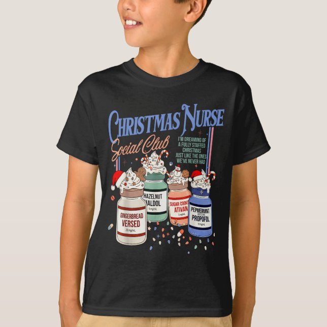 Retro Christmas Nurse Social Icu Nurse Profol Xmas T-Shirt (Front)