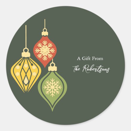 Retro Christmas Ornament Colorful Holiday Classic Round Sticker