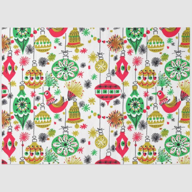 Retro Christmas Ornament Decoupage Tissue Paper (Front)