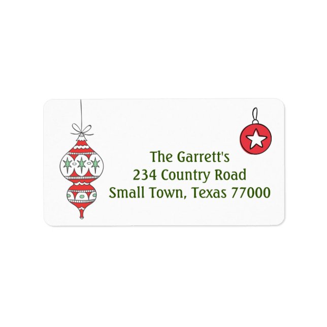 Retro Christmas Ornament Personalized Address Label (Front)