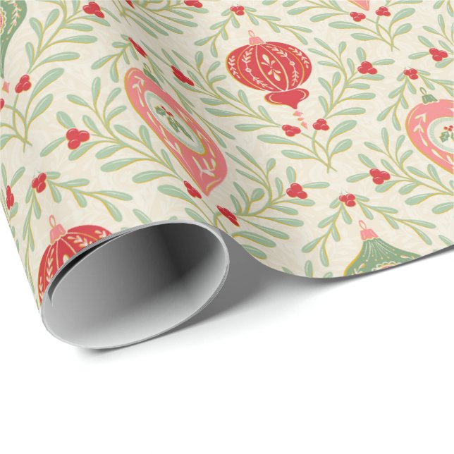 Retro Christmas Ornament Pink, Red, Green Paper (Roll Corner)