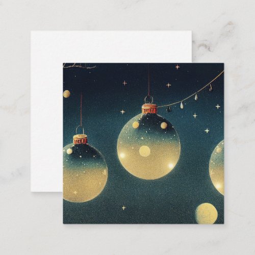 Retro Christmas Ornament Screen Print Style Note Card
