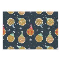 Retro Christmas Ornament Wrapping Paper