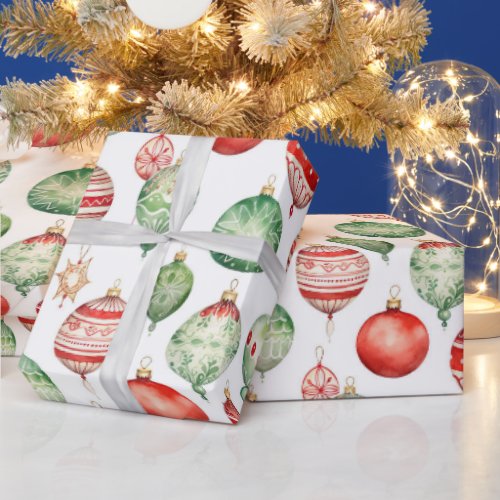 Retro Christmas Ornament Wrapping Paper