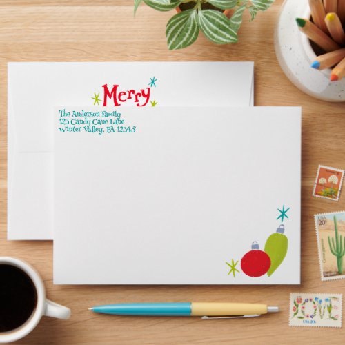 Retro Christmas Ornaments Custom Envelope